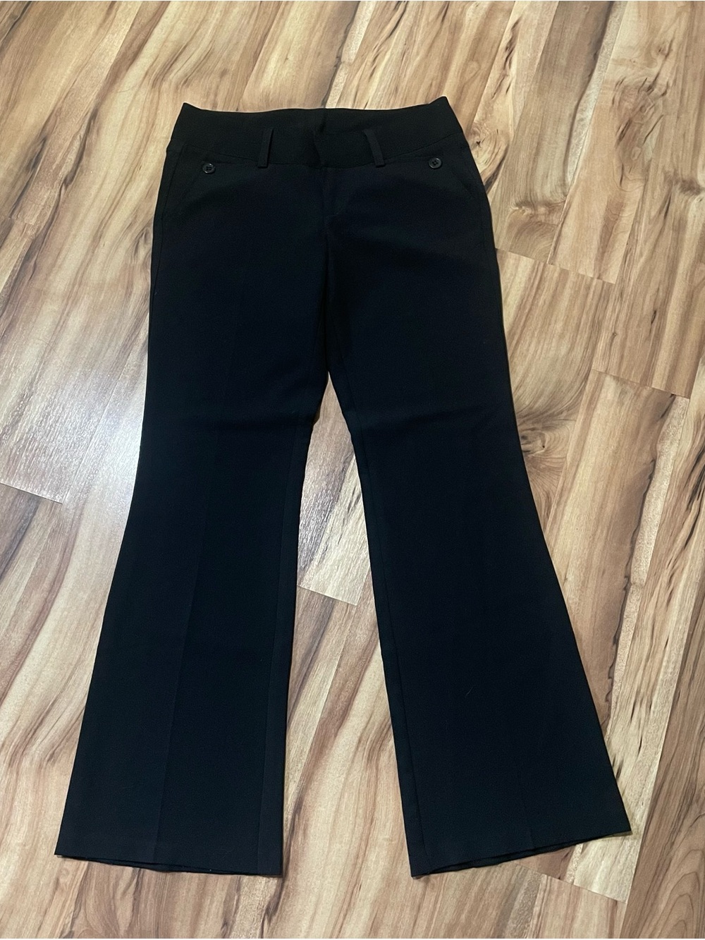 Y2K Heart Soul Black Flare Dress Pants Corpcore Office Siren Button Waist SZ 7